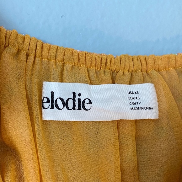 Elodie Orange and White Floral Blouse with Ruffle Sleeves - Picture 2 of 5